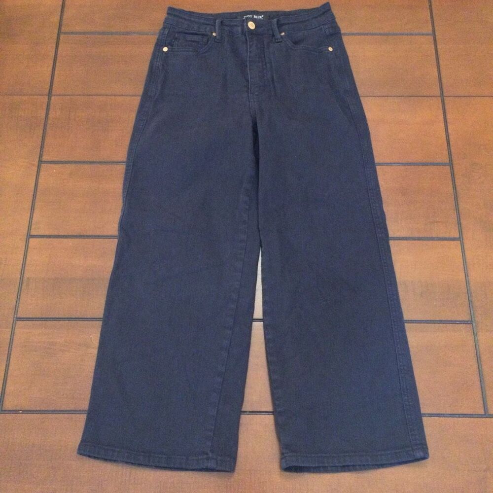 Judy Blue Garment Dyed Navy Wide Leg Cropped Jeans size 5
